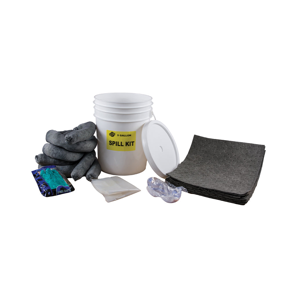 1-5 glallon pail and lid, 10 grey pads 15x18"