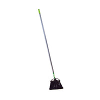 angled brush head with black brissels and metal handle with green globe label, Angle Broom Wtih 48 Inch Metal Handle, SIZE, Extra Wide 13 Inch, FLOOR CLEANING, ANGLE BROOMS, 4012