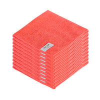 red 10 stack of cleaning cloths, 14 Inch X 14 Inch 240 Gsm Microfiber Cloths, COLOR, Red, Package, 20 Packs of 10, MICROFIBER, CLOTHS, Best Seller, COVID ESSENTIALS, 3131R