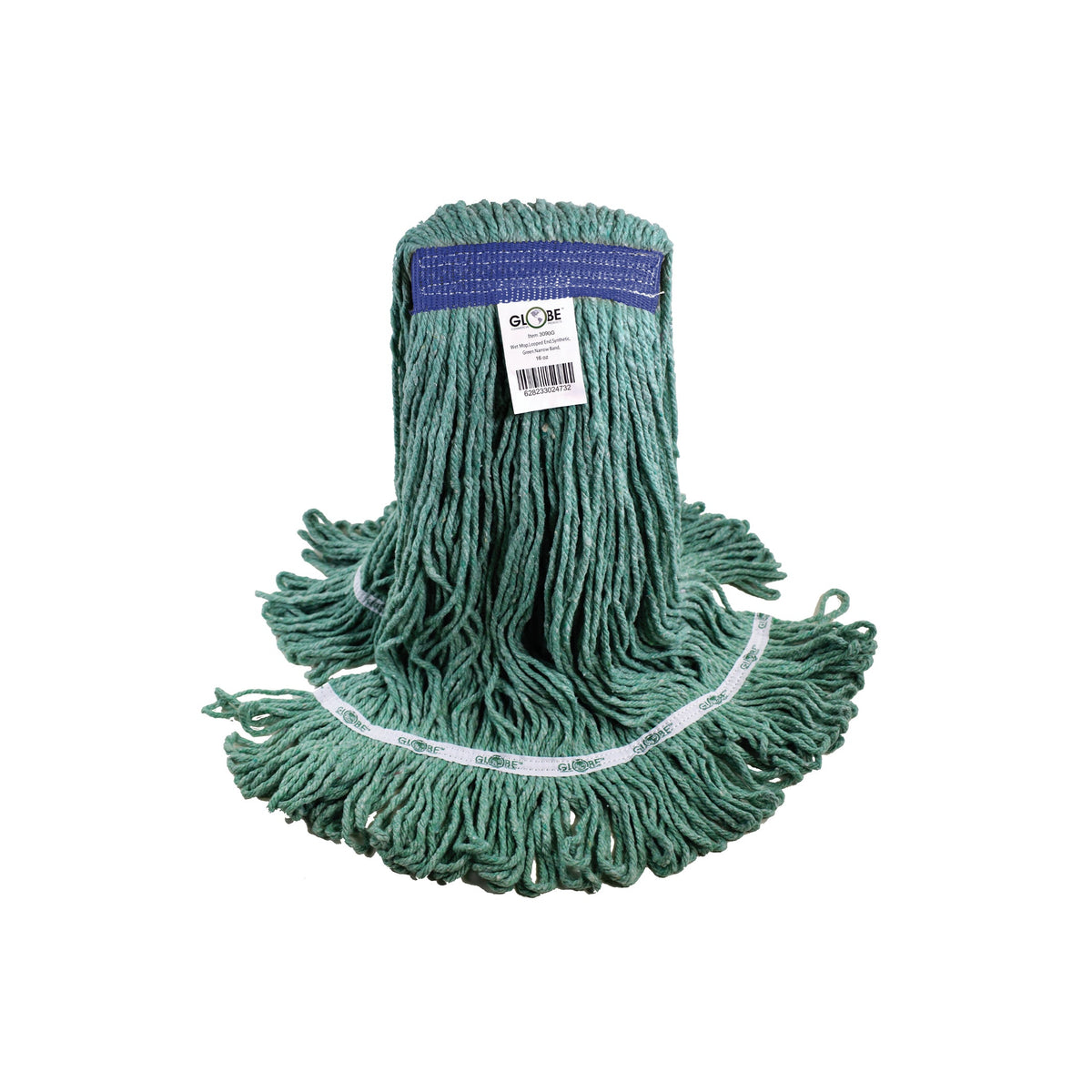 mop synthetic green looped thread strands, Syn-Pro® Synthetic Narrow Band Wet Green Looped End Mop, SIZE, 16 Oz, FLOOR CLEANING, WET MOPS, 3090G