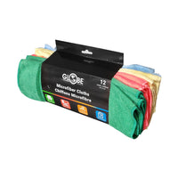 assorted pack yellow, blue, green, red, 16 Inch X 16 Inch 240 Gsm Assorted Retail Microfiber Cloths, Package, 12 Pack, MICROFIBER, CLOTHS, NEW, 3199