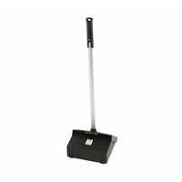 black lobby dust pans with silver tall handle back view