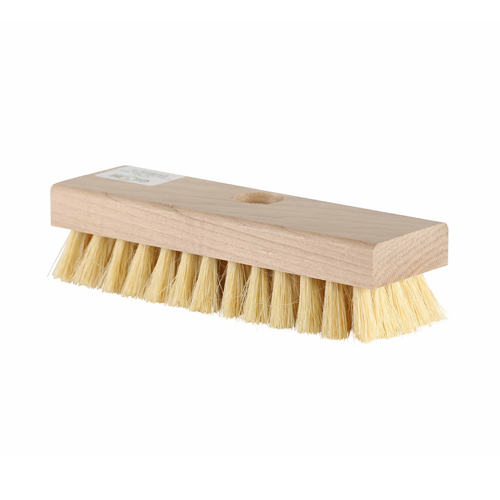 natural wood and with natural color brissels, 8 Inch Natural Fiber Deck Scrub Head, FLOOR CLEANING, DECK BRUSHES, 4251