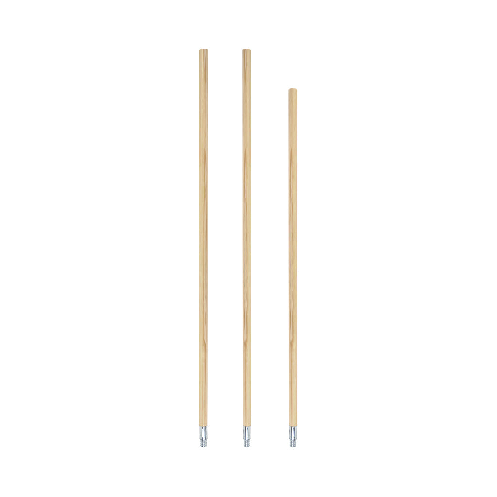 wooden mop stick with metal tip screw, Threaded Metal-Tip Lacquered Wood Handle, SIZE, 1 5/16Th Inch X 54 Inch, FLOOR CLEANING, HANDLES, 4075,4076,4089