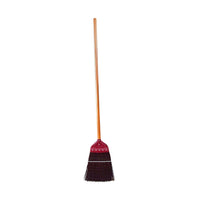 red metal head with black brissels with wooden handle, Railroad Track Broom With 48 Inch Handle, FLOOR CLEANING, CORN BROOMS, 3624