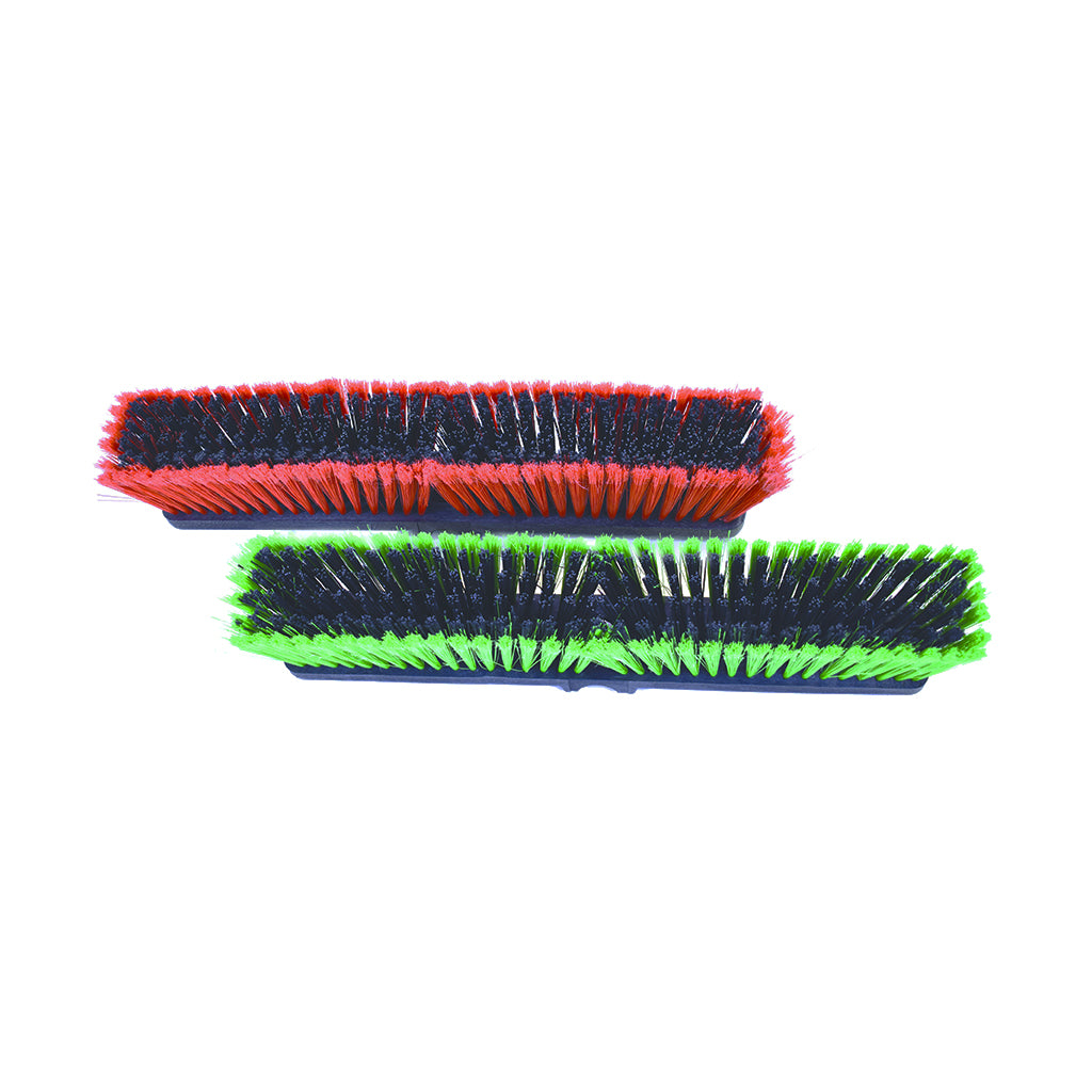 18 Inch Medium Plastic Block Pushbroom, COLOR, Red, FOOD SERVICE, RESTAURANT CLEANING, NEW, 5055R,5055G
