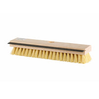 natural wood and with natural color brissels brush view with squeegee side, 12 Inch Natural Fiber Deck Scrub Head With Squeegee, FLOOR CLEANING, FLOOR SQUEEGEES, 4253