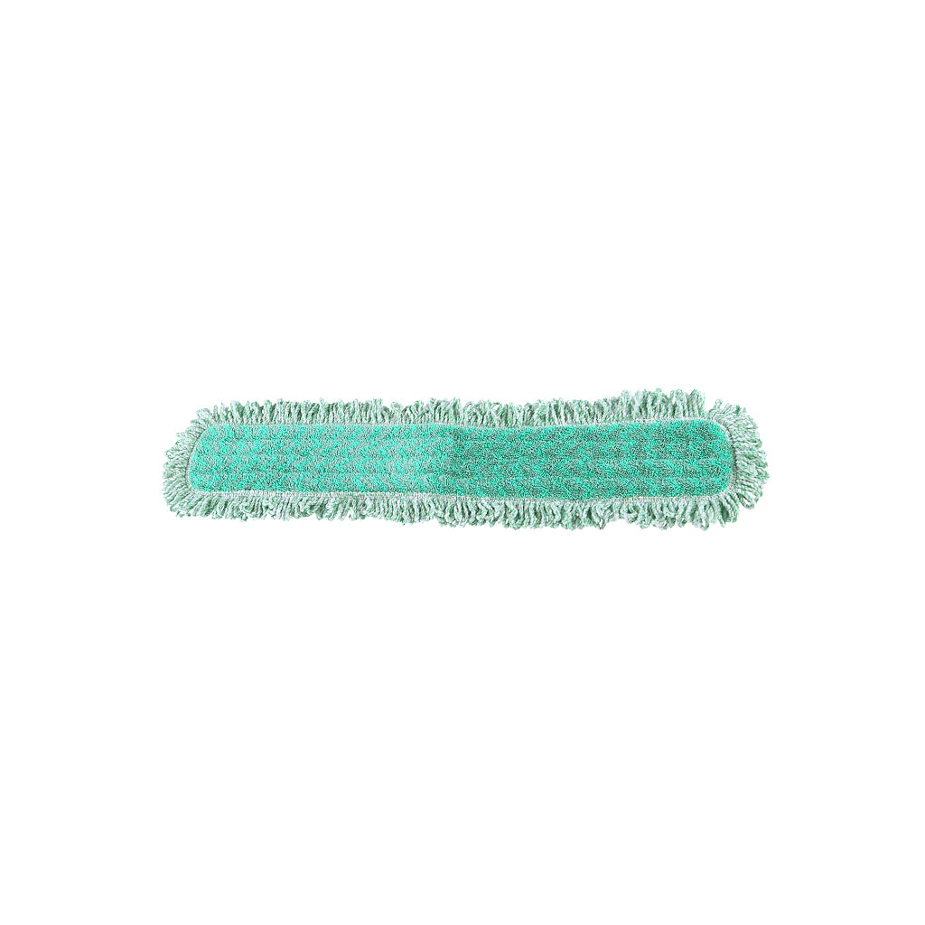green mop pad with white and green twist fringe strands and dark green binding 24inch, Green Microfiber Dry Pad With Fringe, SIZE, 36 Inch, MICROFIBER, FLOOR PADS, 3336